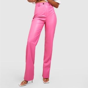 NWT Pink Boohoo pants leather pants size 12, Barbiecore